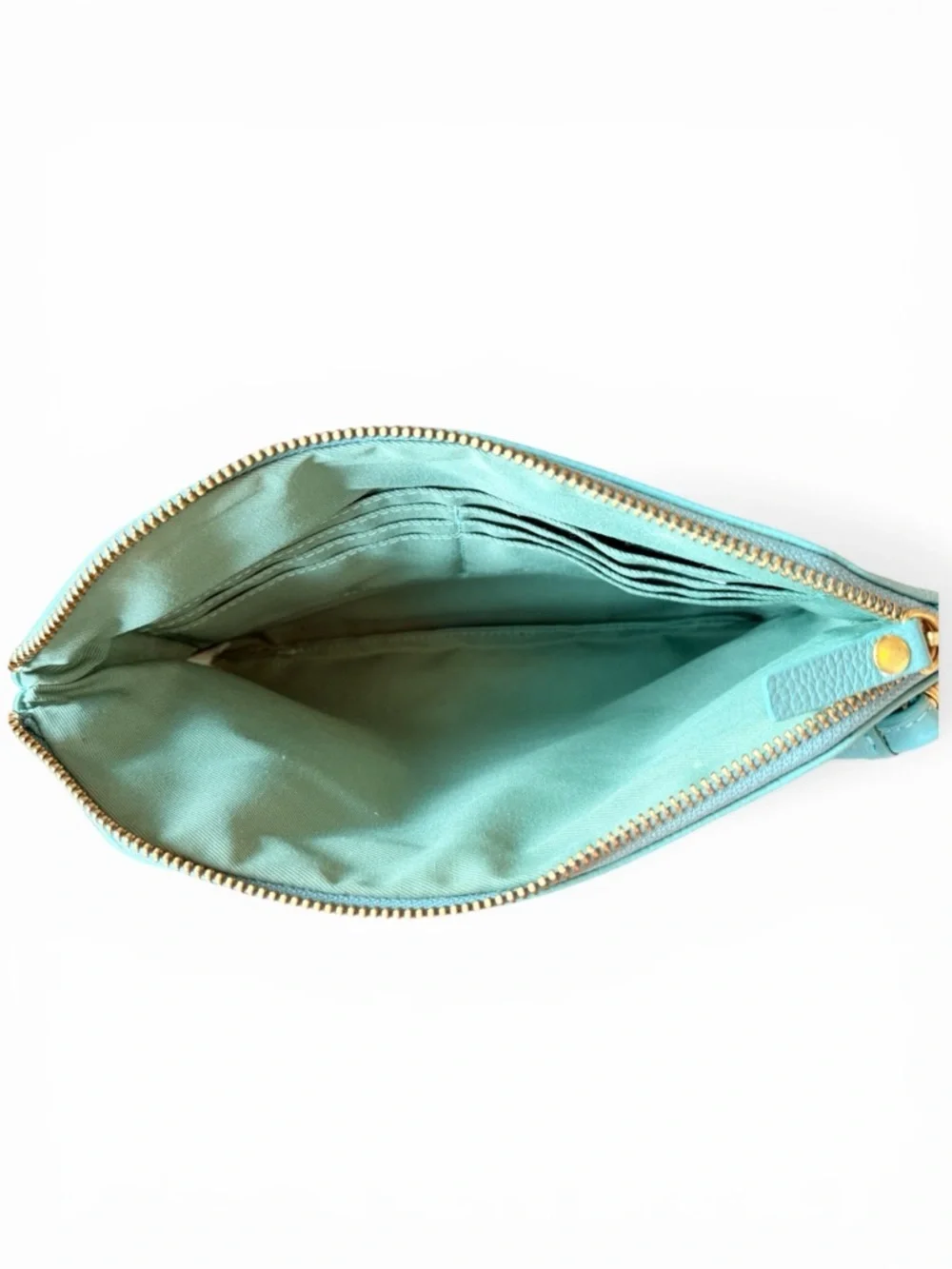 LODIs Turquoise Leather Wristlet Clutch Zip Pouch Blue Travel Wallet Minimalist